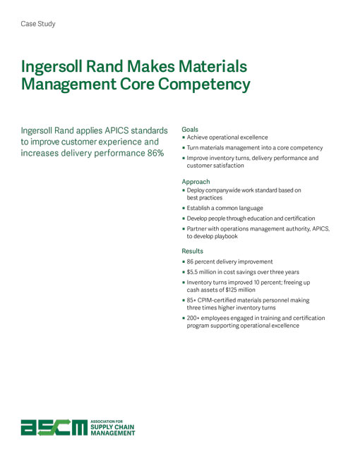 Ingersoll Rand Makes Materials Management Core Competency